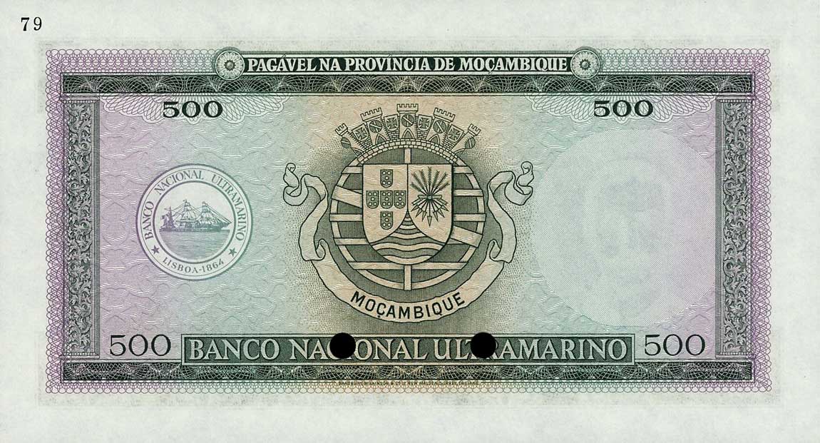 Back of Mozambique p104ct: 500 Escudos from 1953