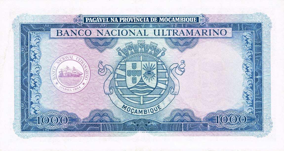 Back of Mozambique p105a: 1000 Escudos from 1953