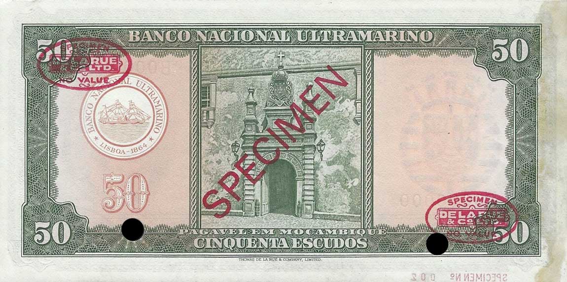 Back of Mozambique p106s: 50 Escudos from 1958