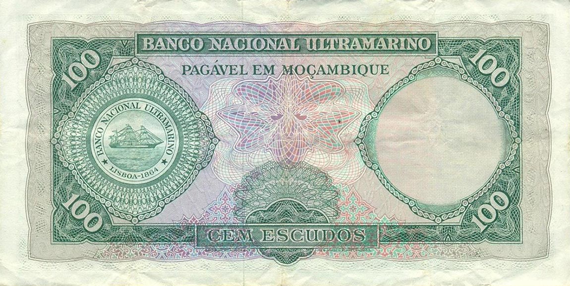 Back of Mozambique p109a: 100 Escudos from 1961