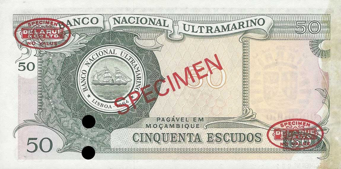 Back of Mozambique p111s: 50 Escudos from 1970