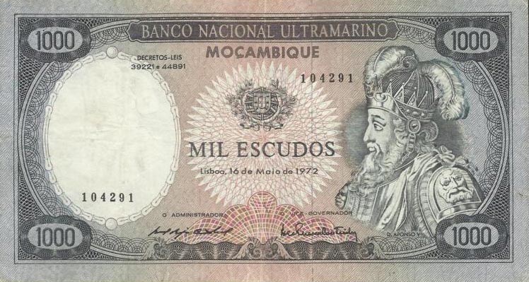 Front of Mozambique p112a: 1000 Escudos from 1972