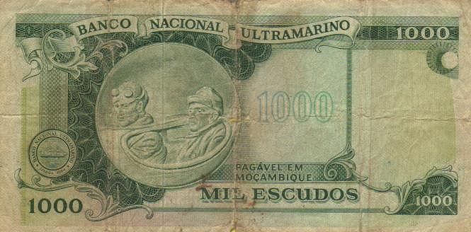 Back of Mozambique p115a: 1000 Escudos from 1972