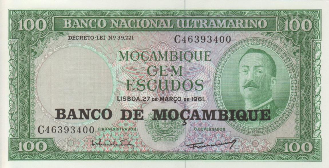 Front of Mozambique p117a: 100 Escudos from 1976