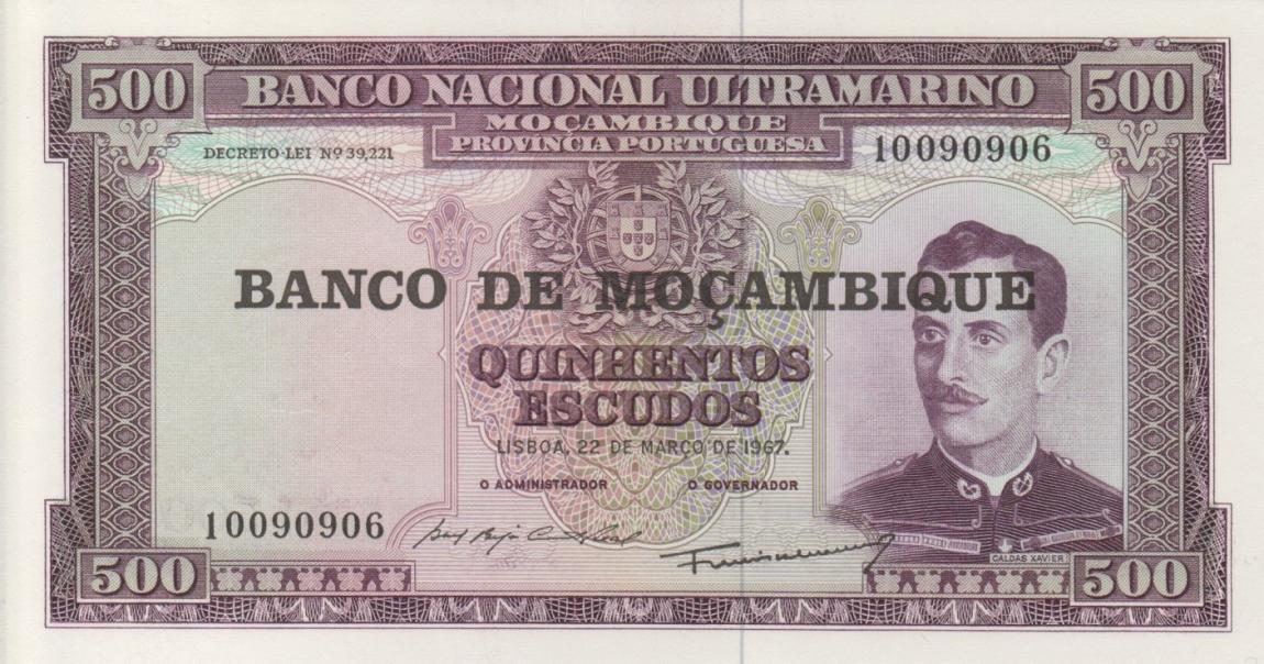 Front of Mozambique p118a: 500 Escudos from 1976