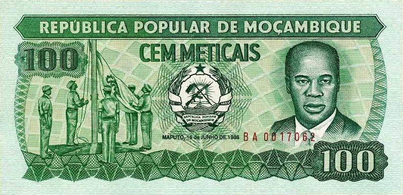 Front of Mozambique p130b: 100 Meticas from 1986