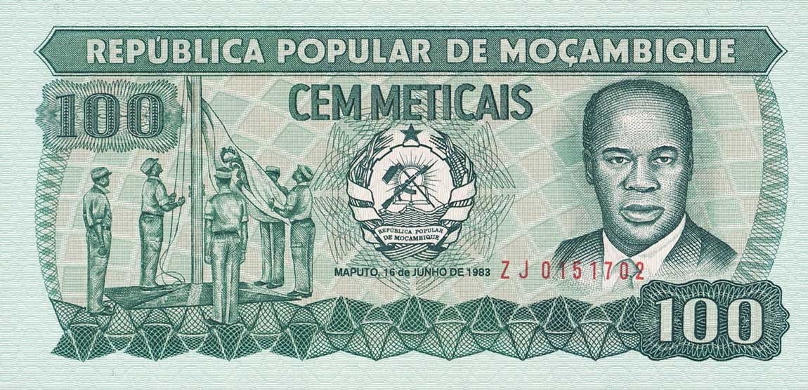 Front of Mozambique p130r: 100 Meticas from 1983