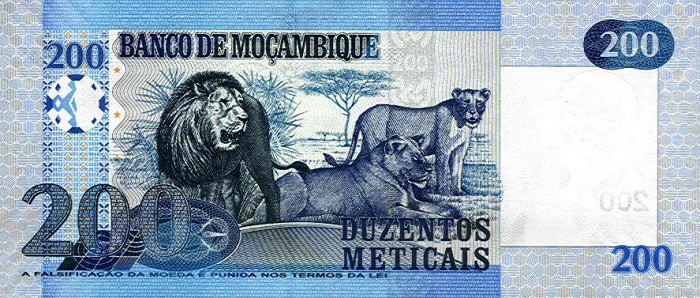 Back of Mozambique p146a: 200 Meticas from 2006