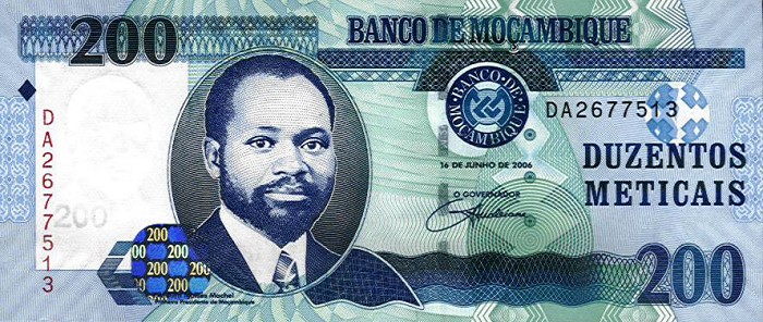 Front of Mozambique p146a: 200 Meticas from 2006