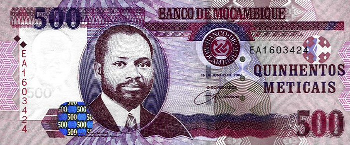 Front of Mozambique p147a: 500 Meticas from 2006