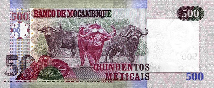 Back of Mozambique p147a: 500 Meticas from 2006