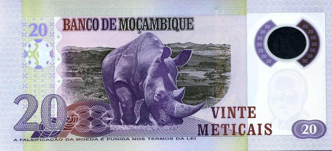 Back of Mozambique p149a: 20 Metica from 2011