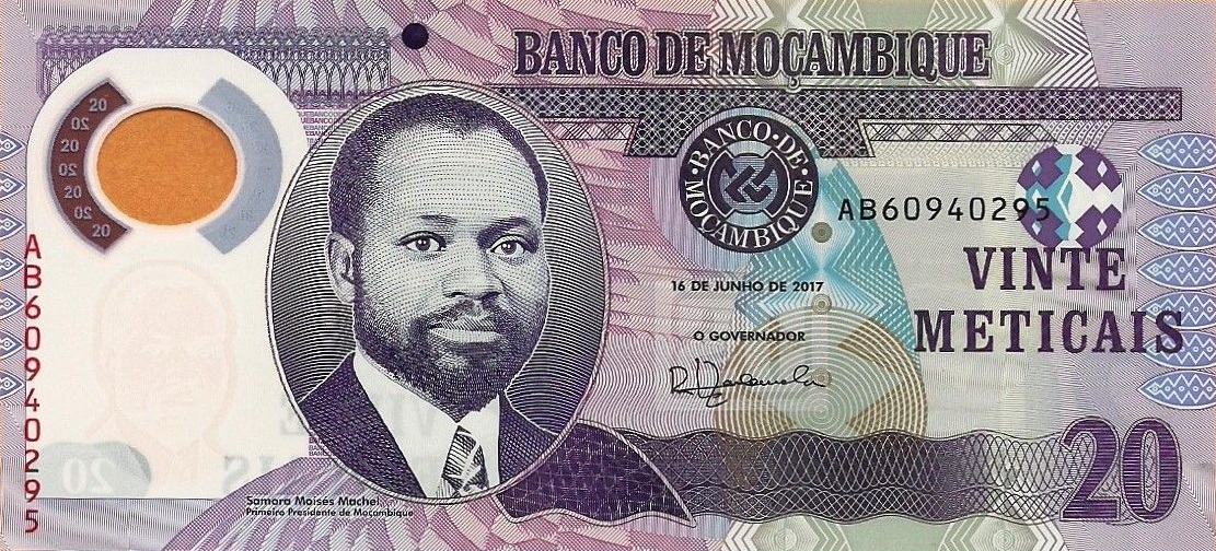 Front of Mozambique p149b: 20 Metica from 2017