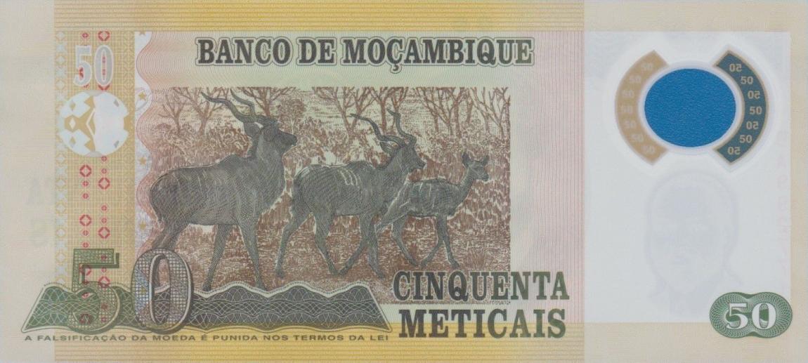 Back of Mozambique p150b: 50 Metica from 2017