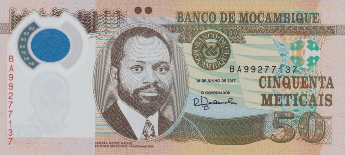 Front of Mozambique p150b: 50 Metica from 2017