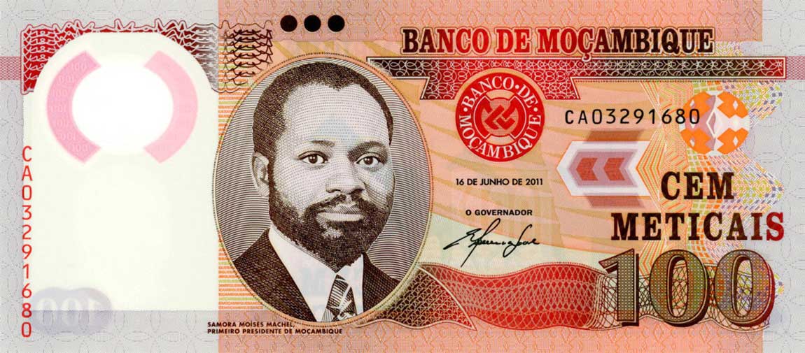 Front of Mozambique p151a: 100 Metica from 2011