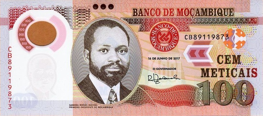 Front of Mozambique p151b: 100 Metica from 2017