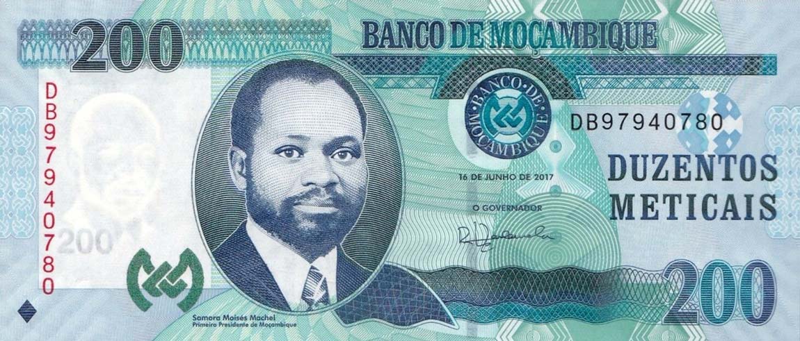 Front of Mozambique p152b: 200 Metica from 2017