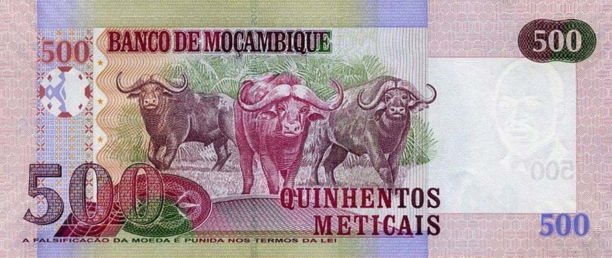 Back of Mozambique p153b: 500 Metica from 2017