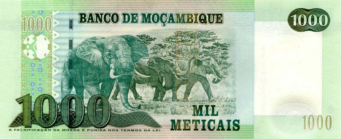 Back of Mozambique p154a: 1000 Metica from 2011