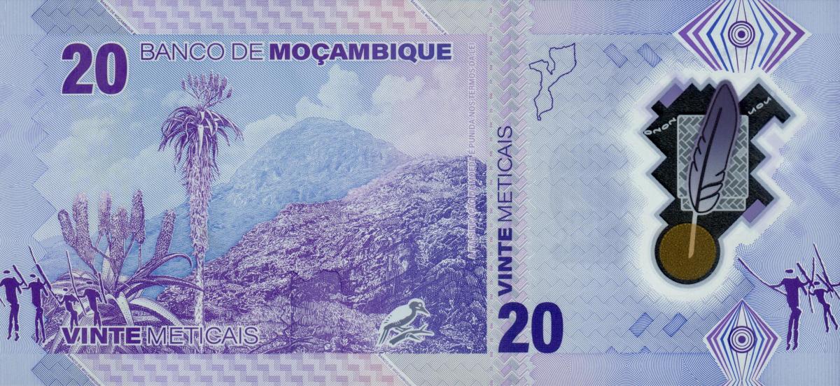 Back of Mozambique p155: 20 Meticais from 2024