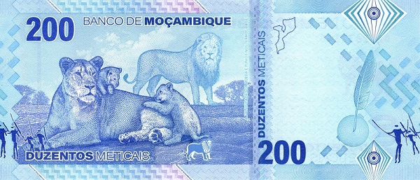 Back of Mozambique p158: 200 Meticais from 2024