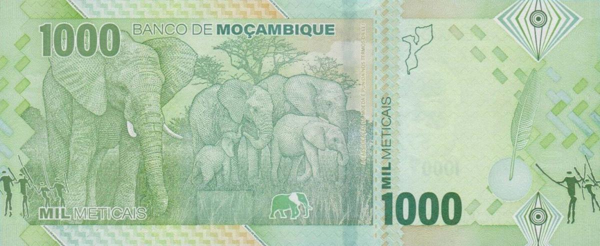 Back of Mozambique p160: 1000 Meticais from 2024