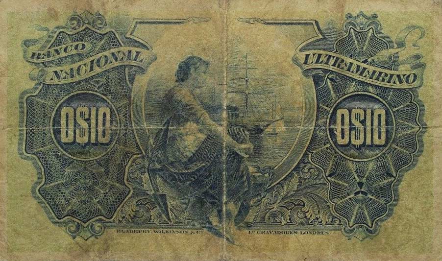 Back of Mozambique p53: 10 Centavos from 1914