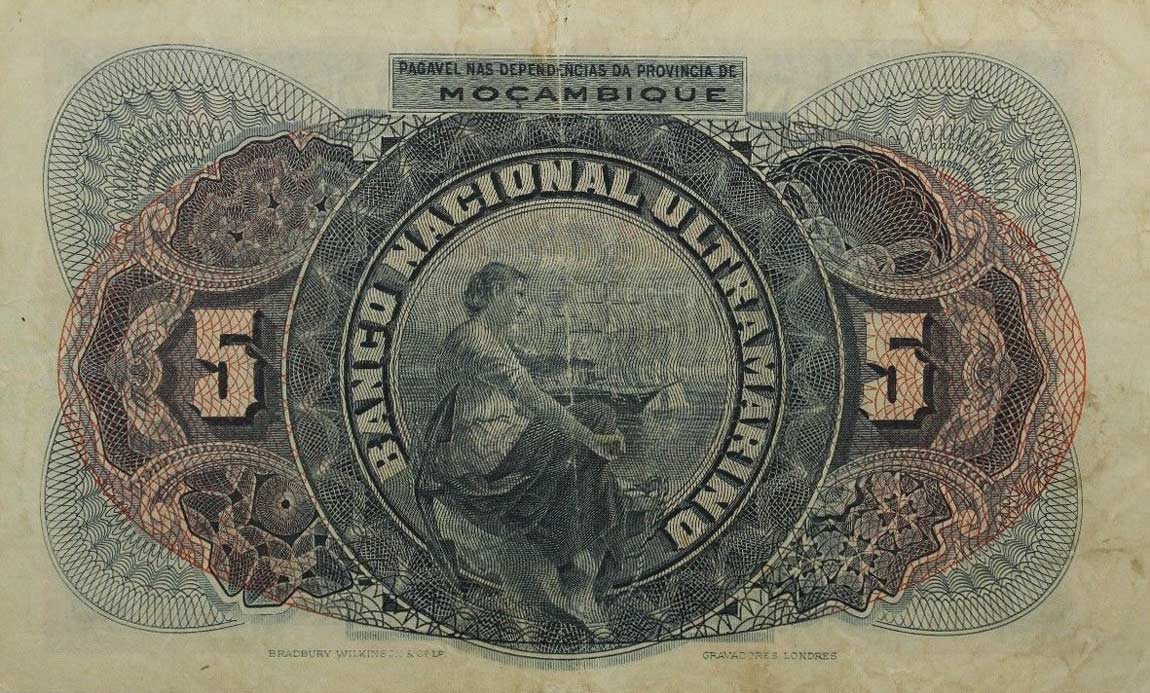 Back of Mozambique p68a: 5 Escudos from 1921