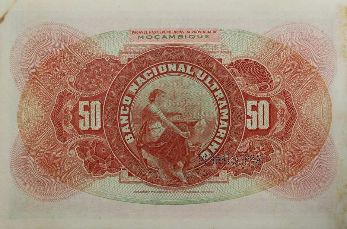 Back of Mozambique p71s: 50 Escudos from 1921