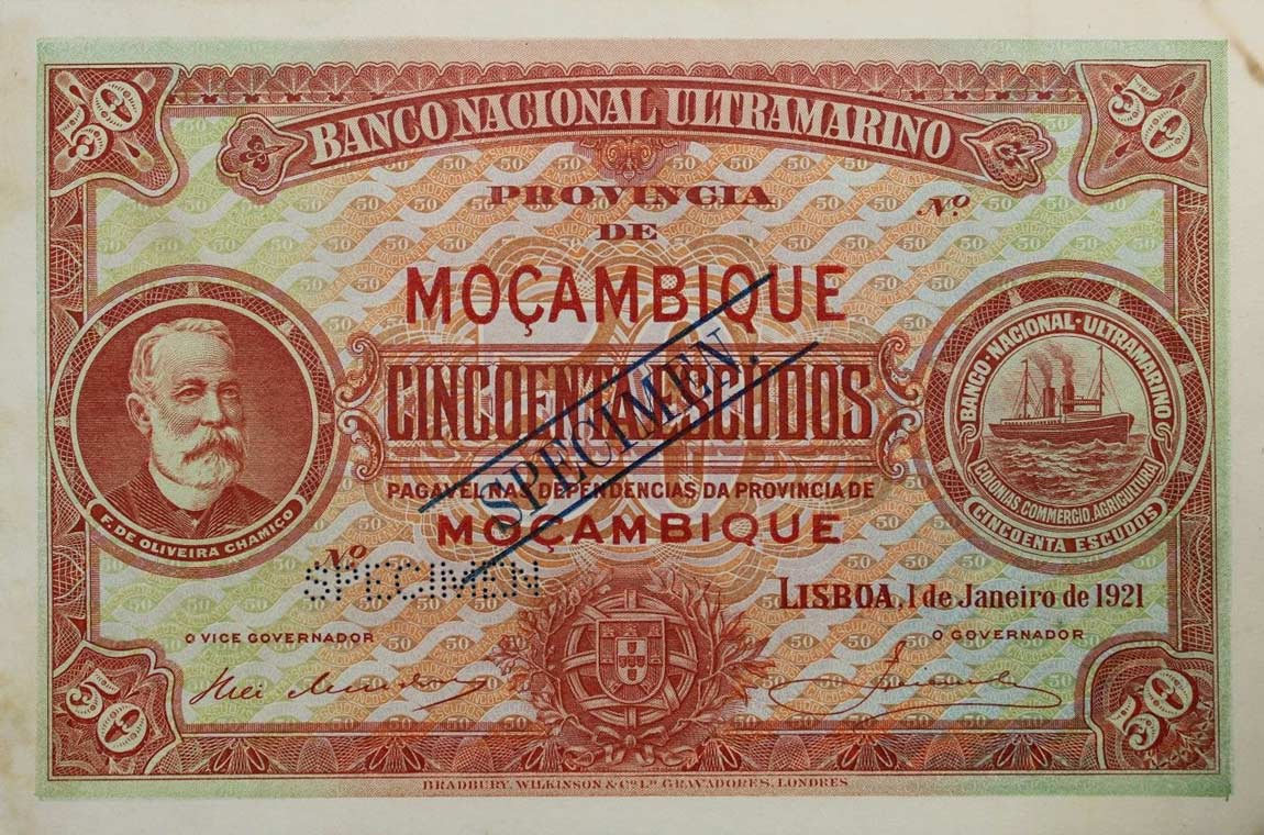 Front of Mozambique p71s: 50 Escudos from 1921