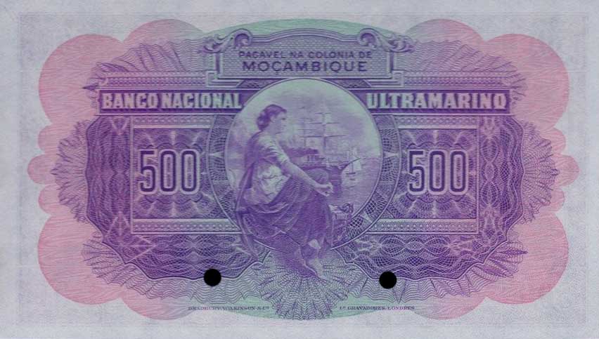 Back of Mozambique p78s: 500 Escudos from 1941