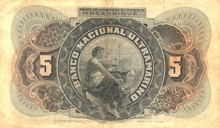 Back of Mozambique p83a: 5 Escudos from 1941