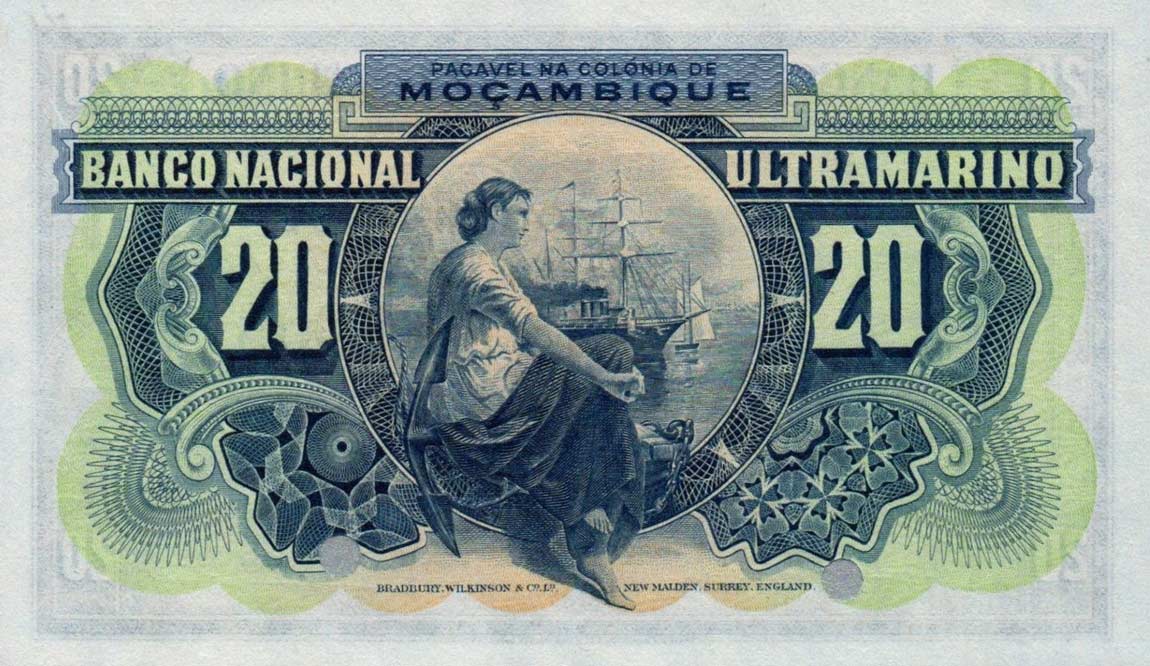 Back of Mozambique p85s: 20 Escudos from 1941
