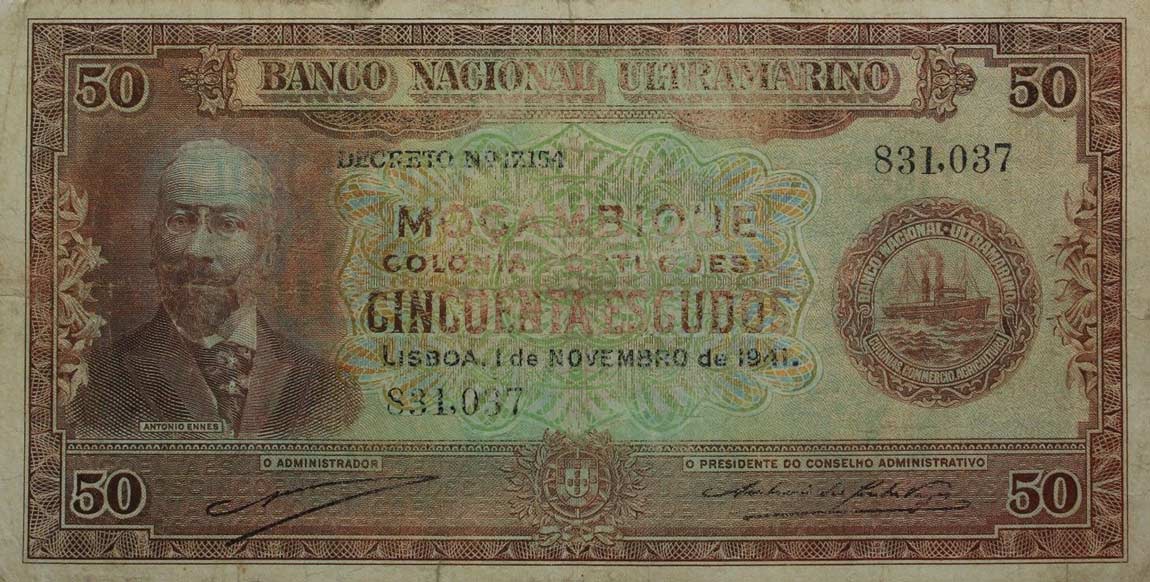 Front of Mozambique p86a: 50 Escudos from 1941