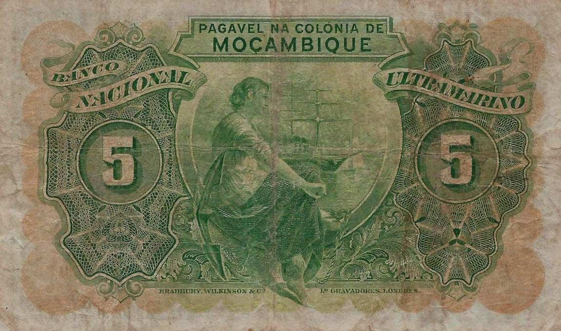 Back of Mozambique p89a: 5 Escudos from 1943