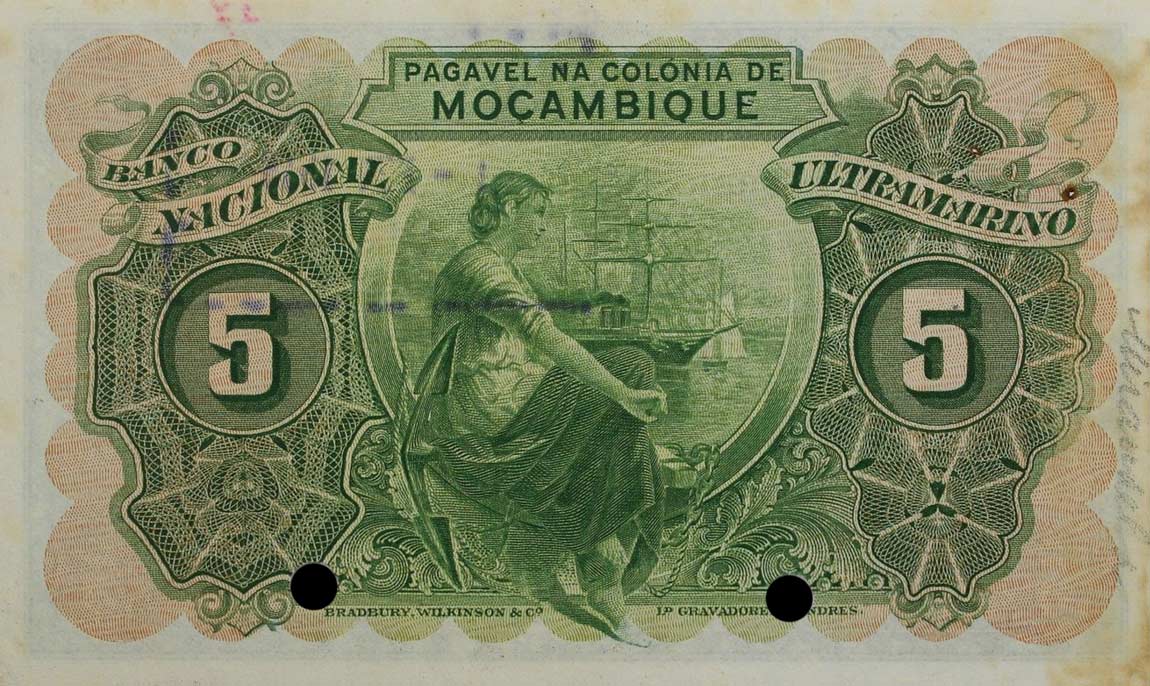 Back of Mozambique p89r: 5 Escudos from 1943