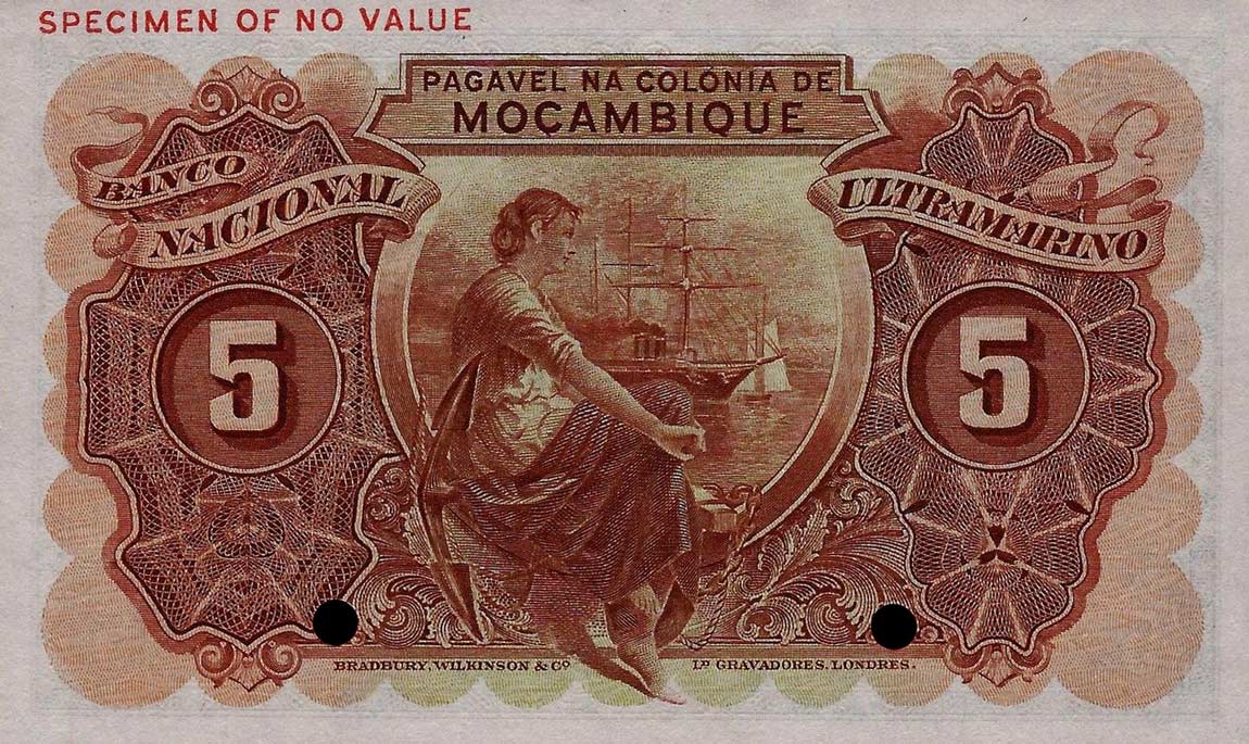 Back of Mozambique p94ct: 5 Escudos from 1945