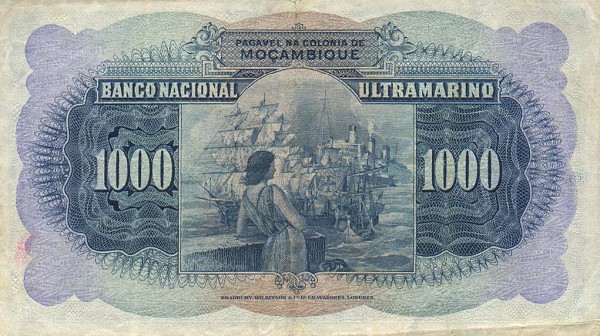 Back of Mozambique p99b: 1000 Escudos from 1947