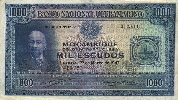 Front of Mozambique p99b: 1000 Escudos from 1947