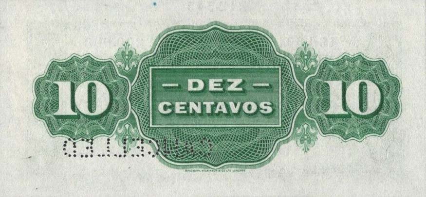 Back of Mozambique pR28s: 10 Centavos from 1933