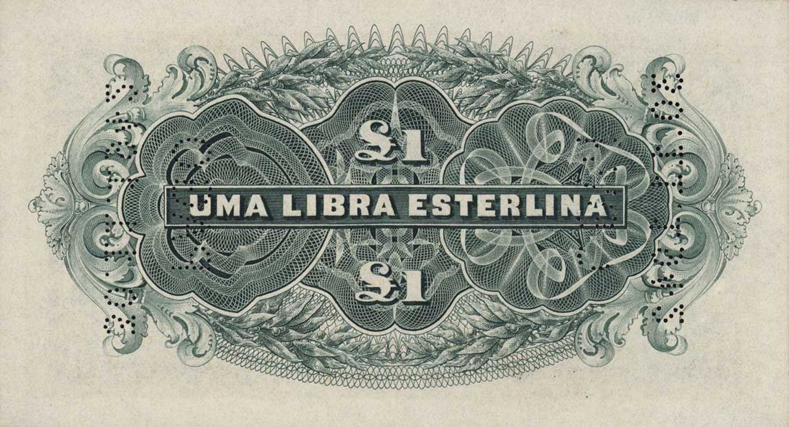 Back of Mozambique pR31: 1 Libra from 1934