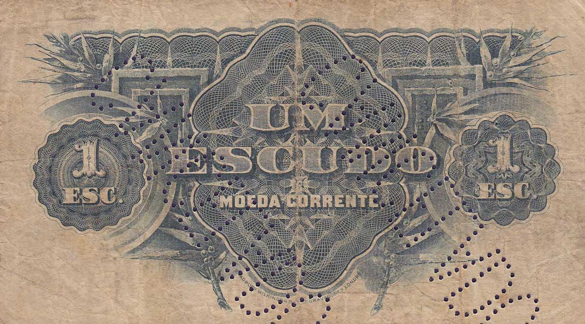 Back of Mozambique pR6c: 1 Libra from 1919