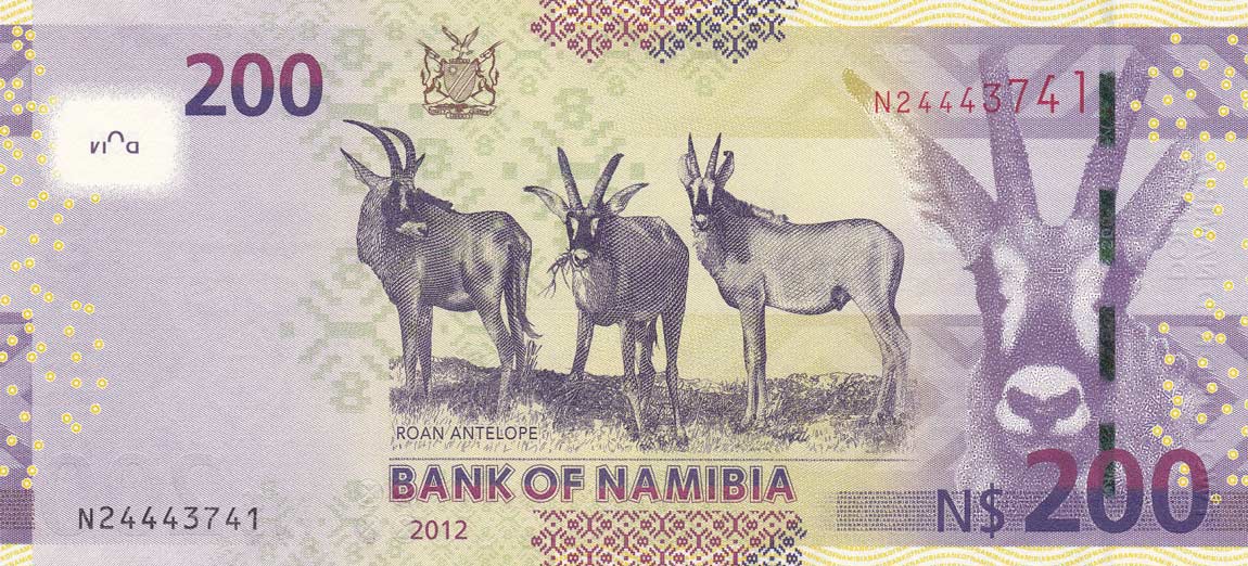 Back of Namibia p15a: 200 Namibia Dollars from 2012