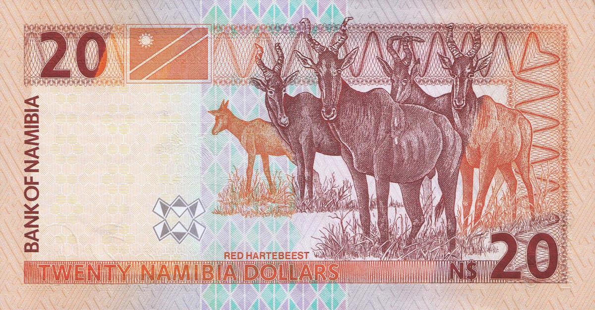 Back of Namibia p6b: 20 Namibia Dollars from 2002