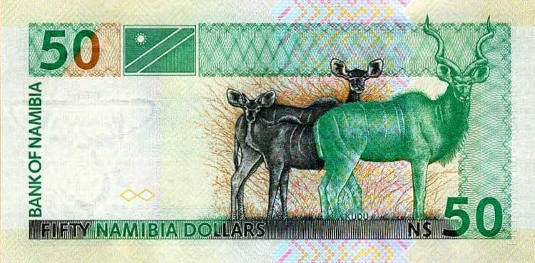 Back of Namibia p8a: 50 Namibia Dollars from 1999