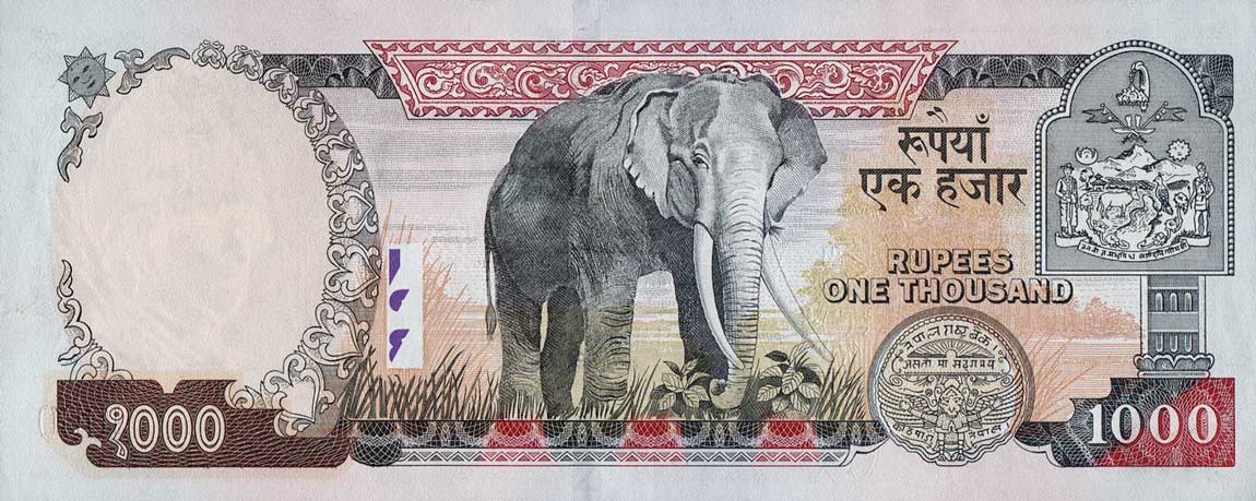 Back of Nepal p51: 1000 Rupees from 2002