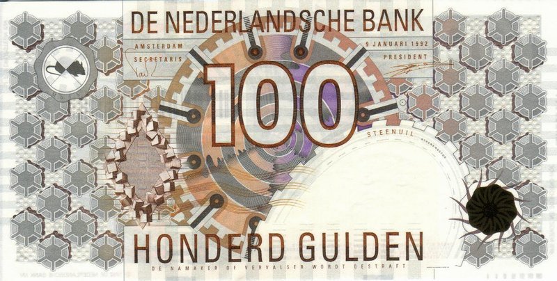 Front of Netherlands p101a: 100 Gulden from 1992