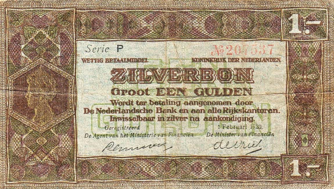 Front of Netherlands p15: 1 Gulden from 1920