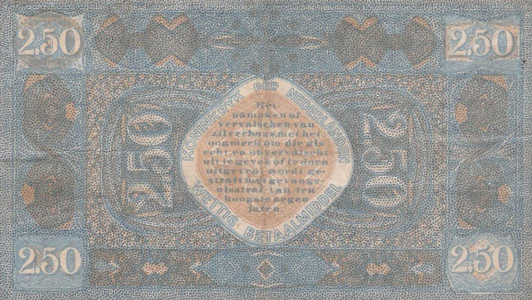 Back of Netherlands p16: 2.5 Gulden from 1920